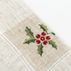 Servilleta blanca bordado Muérdago 45x45cm^Casa Viva Outlet