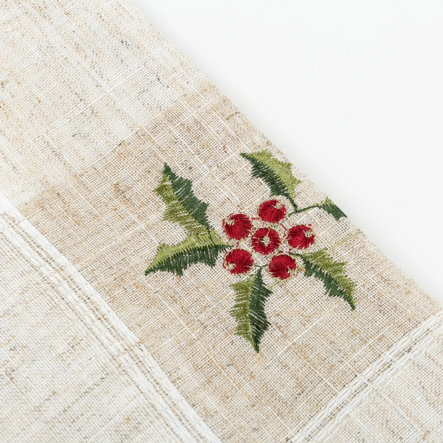 Servilleta blanca bordado Muérdago 45x45cm^Casa Viva Outlet