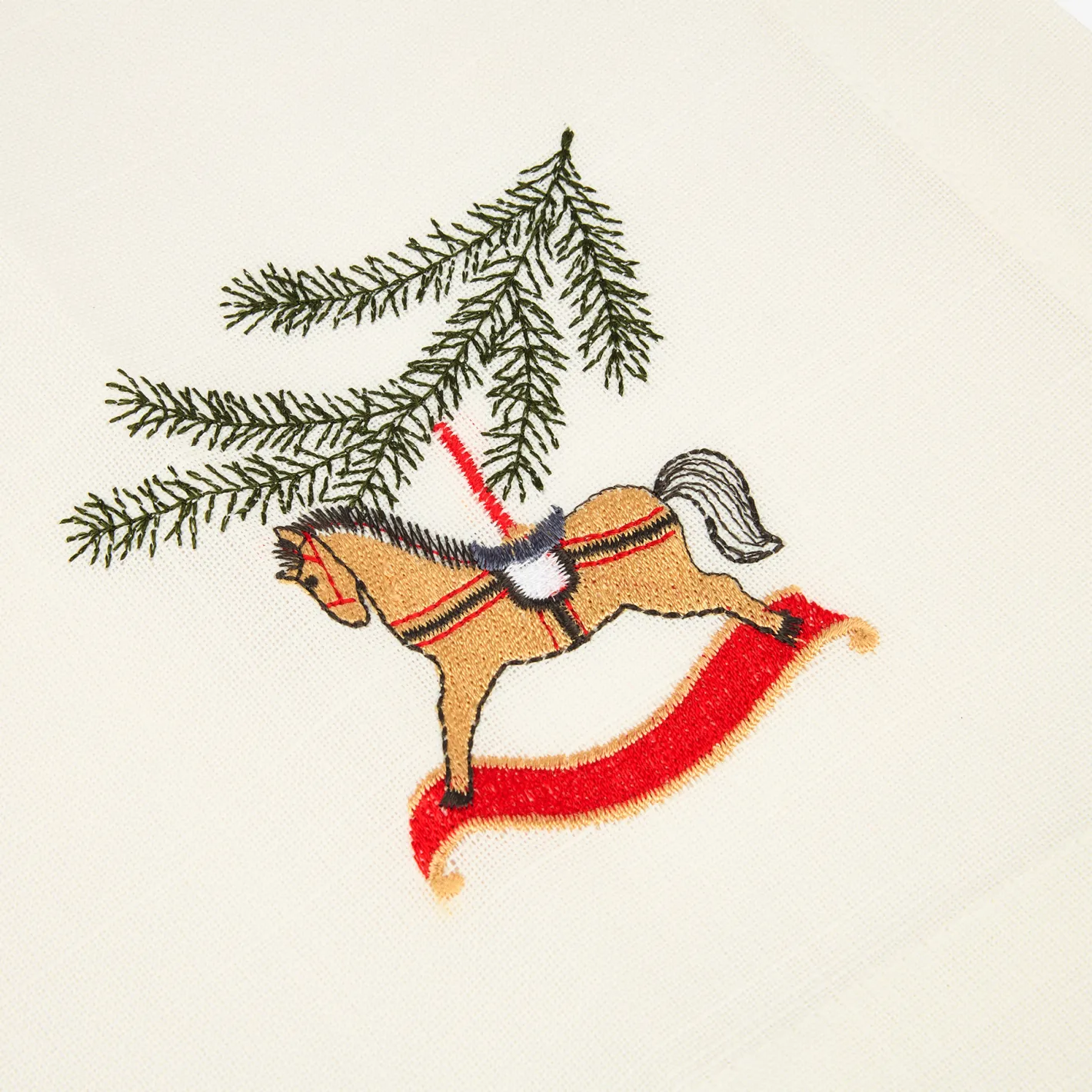 Servilleta blanca bordado Caballo balancín 45x45cm^Casa Viva Discount