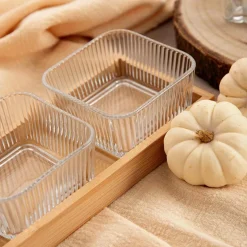 Set de 3 cuencos de vidrio en bandeja de bambú Sena^Casa Viva Discount