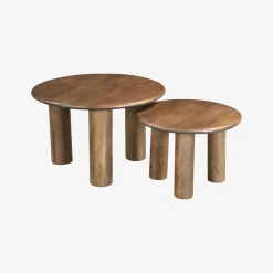 Set de 2 mesas auxiliares de madera Munich Ø60/45cm Clau&Chloe^Casa Viva Outlet
