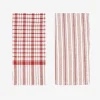 Set de 2 paños de algodón con rayas rojas Midson45x65cm^Casa Viva