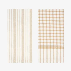 Set de 2 paños de algodón rayas beige Midson 45x65cm^Casa Viva Sale