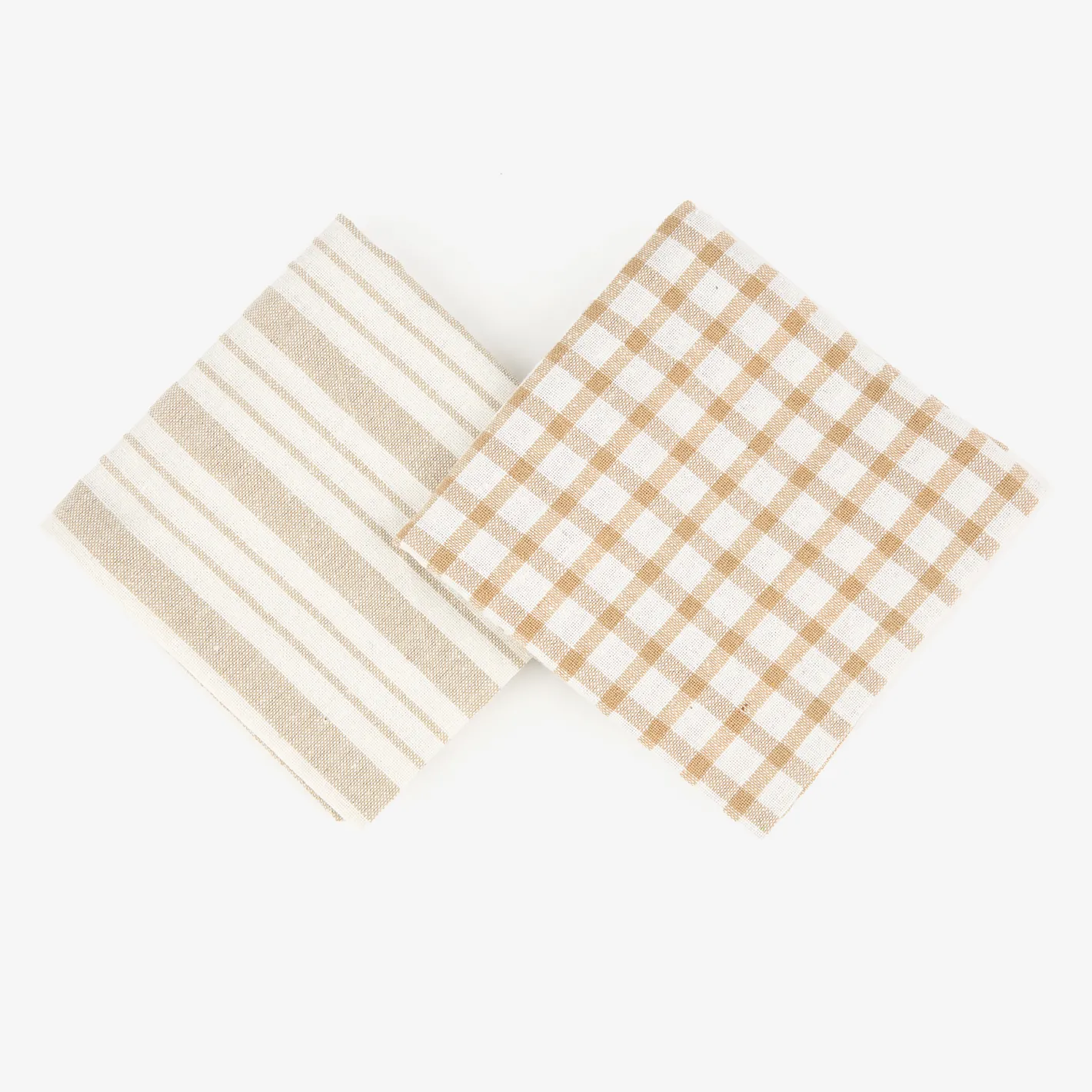 Set de 2 paños de algodón rayas beige Midson 45x65cm^Casa Viva Sale