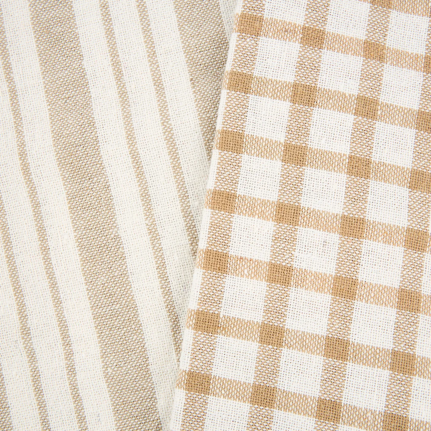 Set de 2 paños de algodón rayas beige Midson 45x65cm^Casa Viva Sale