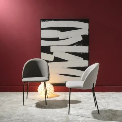 Set de 2 sillas de comedor de metal con tela gris Caleb 50x54x78cm^Casa Viva Sale