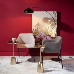 Set de 2 sillas de comedor con reposabrazos de metal beige Caleb 52x53x77cm^Casa Viva Best