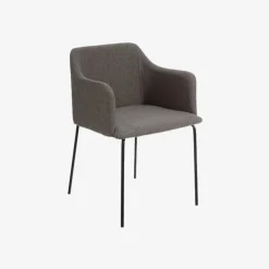 Set de 2 sillas de comedor con reposabrazos de metal gris Caleb 52x53x77cm^Casa Viva New