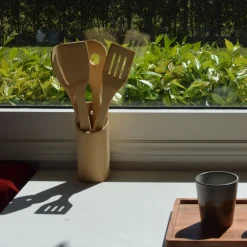 Set de 4 utensilios con portautensilios de bambú^Casa Viva Best