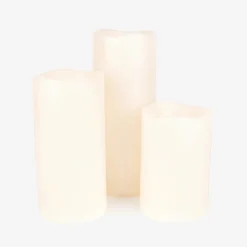 Set de 3 velas LED marfil con mando 15-20-25 cm^Casa Viva Online