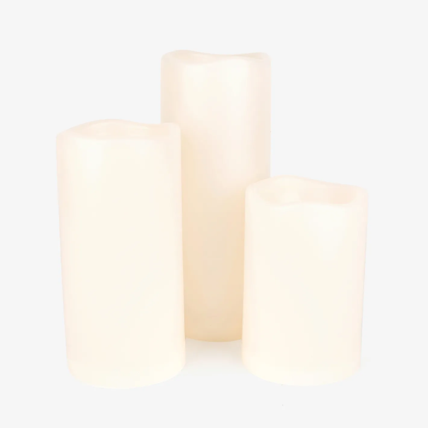 Set de 3 velas LED marfil con mando 15-20-25 cm^Casa Viva Online