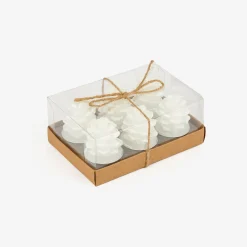 Set de 6 velas tealight piña blancas^Casa Viva