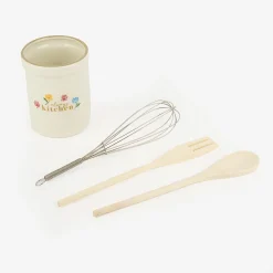 Set de utensilios de cocina con portautensilios de cerámica Flores Ø10x13cm^Casa Viva Clearance