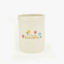 Set de utensilios de cocina con portautensilios de cerámica Flores Ø10x13cm^Casa Viva Clearance