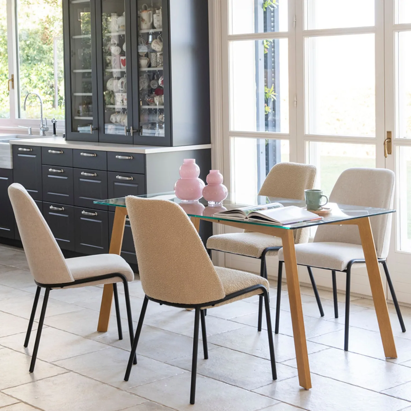 Silla de comedor beige Mina 49x60cm^Casa Viva