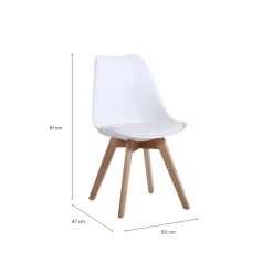 Silla de comedor blanca acolchada Leisure 50x47x81cm^Casa Viva Sale
