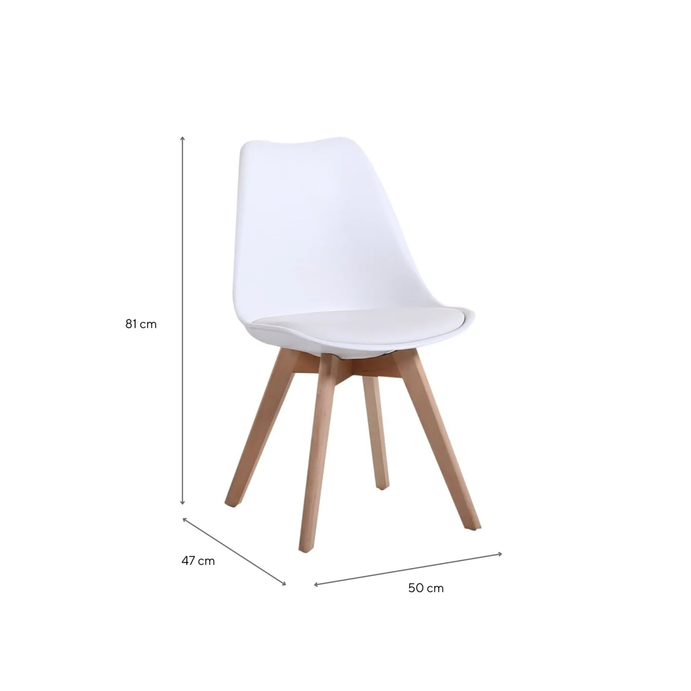 Silla de comedor blanca acolchada Leisure 50x47x81cm^Casa Viva Sale