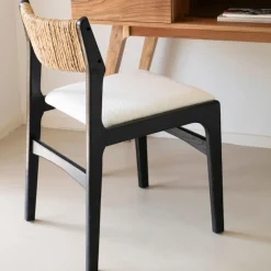 Silla de comedor de madera de olmo negra Jana 48x44x79cm Clau&Chloe^Casa Viva Best