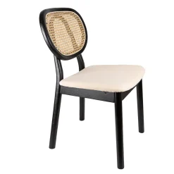 Silla de comedor de ratán y lino Cibran 46x42x85cm Clau&Chloe^Casa Viva