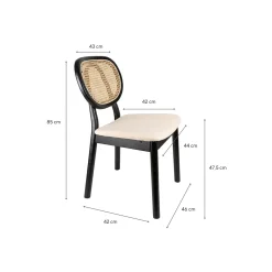 Silla de comedor de ratán y lino Cibran 46x42x85cm Clau&Chloe^Casa Viva