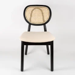 Silla de comedor de ratán y lino Cibran 46x42x85cm Clau&Chloe^Casa Viva