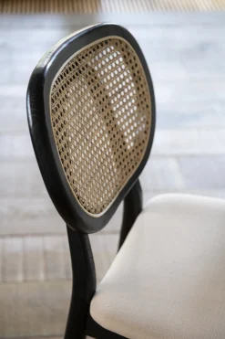 Silla de comedor de ratán y lino Cibran 46x42x85cm Clau&Chloe^Casa Viva