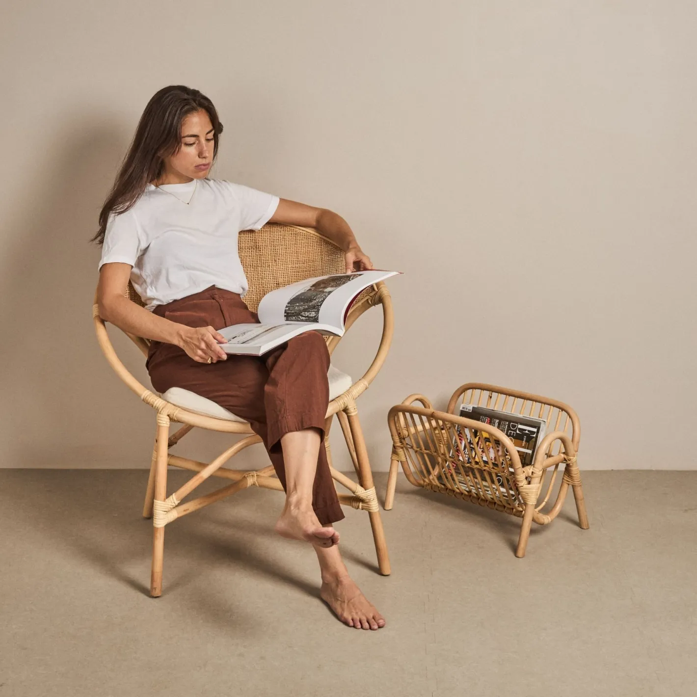 Silla de comedor de ratán beige Milos 77x70x84cm^Casa Viva Best