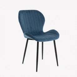 Silla de comedor de terciopelo azul oscuro Lydia 54x50x86cm Clau&Chloe^Casa Viva