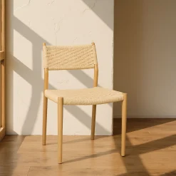 Silla de comedor efecto madera beige Vilma 56x50x82cm Clau&Chloe^Casa Viva