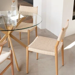 Silla de comedor efecto madera beige Vilma 56x50x82cm Clau&Chloe^Casa Viva