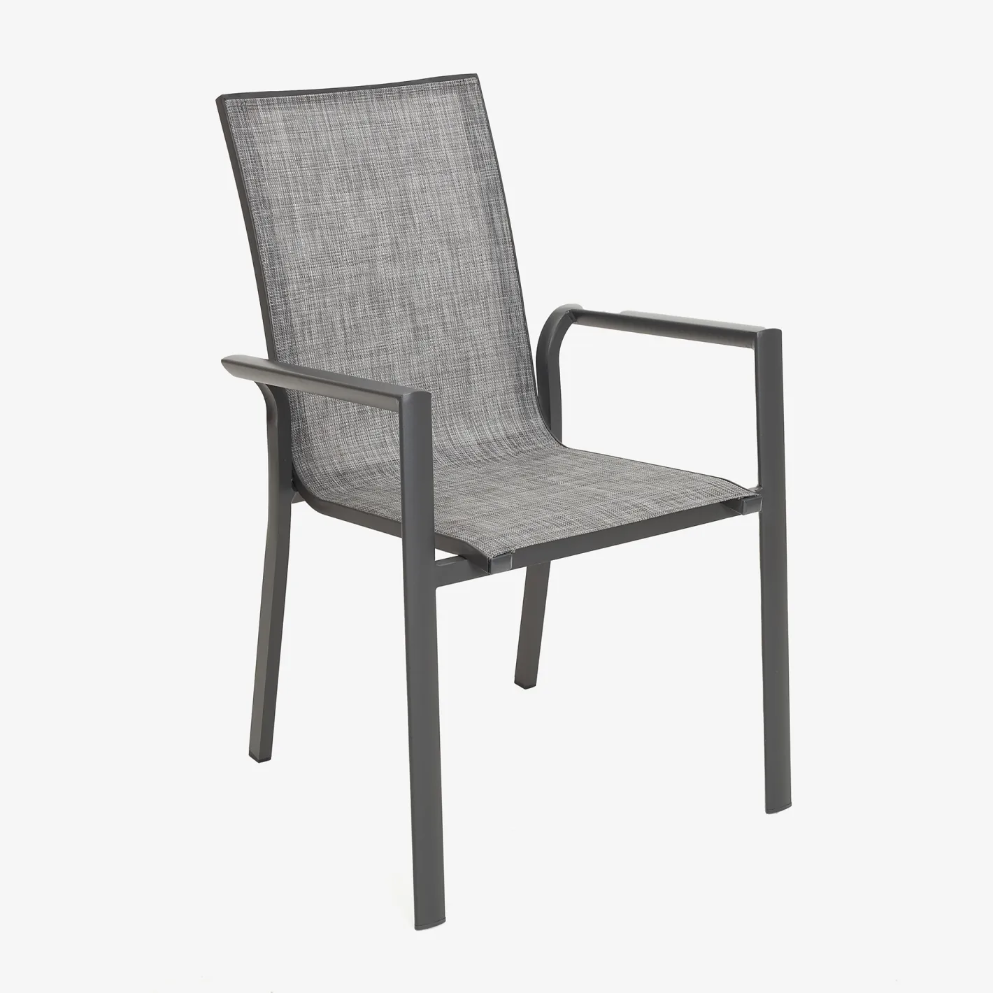 Silla de jardín apilable de aluminio y textilene gris 58x65x91,5cm^Casa Viva Hot