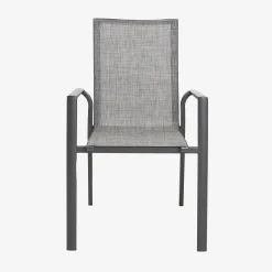 Silla de jardín apilable de aluminio y textilene gris 58x65x91,5cm^Casa Viva Hot