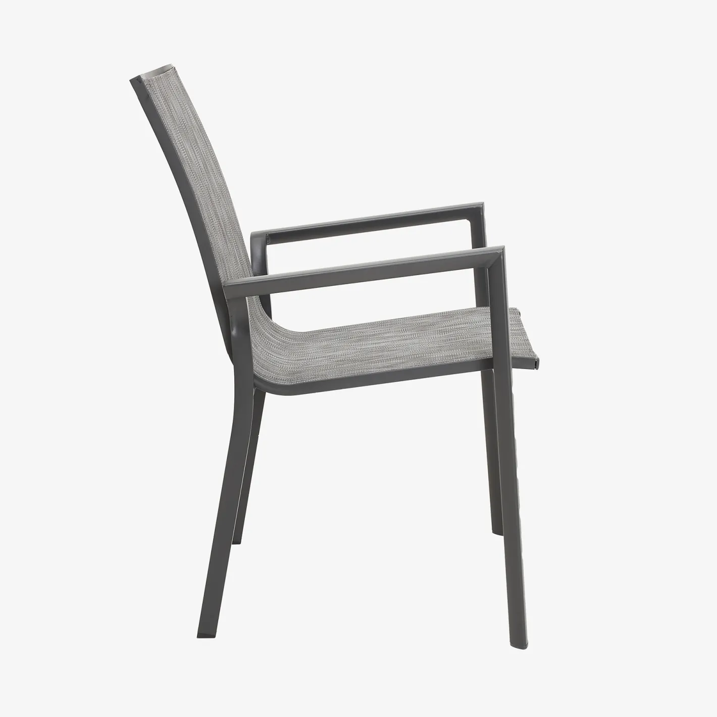 Silla de jardín apilable de aluminio y textilene gris 58x65x91,5cm^Casa Viva Hot