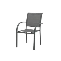 Silla de jardín de aluminio y textilene gris Tabarca 56x62x88cm^Casa Viva Best