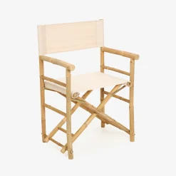 Silla de jardín de director de bambú blanca Chios 58x44x88cm^Casa Viva Online