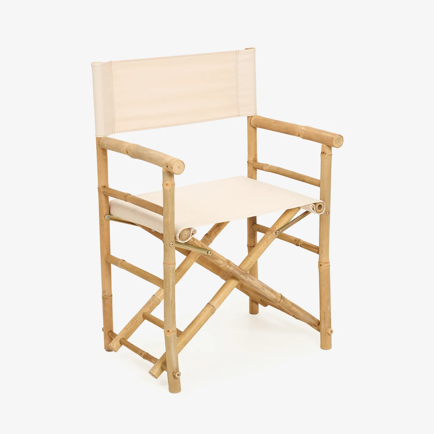 Silla de jardín de director de bambú blanca Chios 58x44x88cm^Casa Viva Online