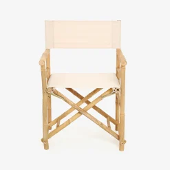 Silla de jardín de director de bambú blanca Chios 58x44x88cm^Casa Viva Online