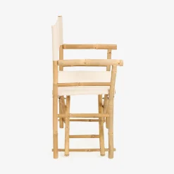 Silla de jardín de director de bambú blanca Chios 58x44x88cm^Casa Viva Online