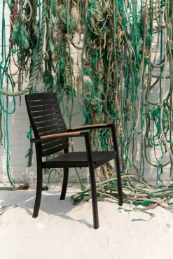 Silla de jardín negra de aluminio y DuraOcean 61x55x92cm^Casa Viva Online