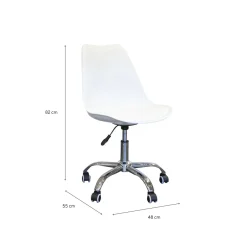 Silla de oficina con ruedas blanca Tulip 48x55x82cm^Casa Viva Best