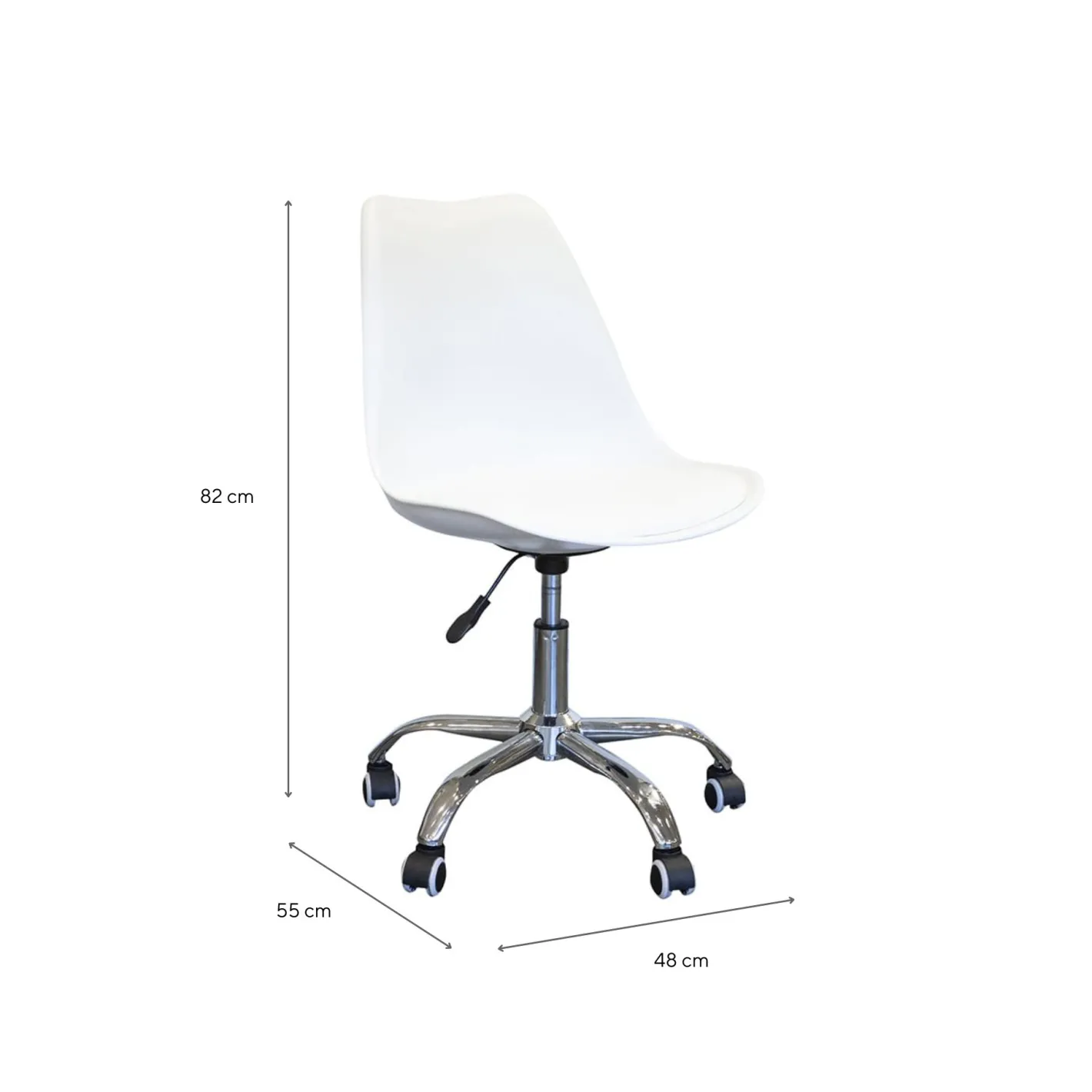Silla de oficina con ruedas blanca Tulip 48x55x82cm^Casa Viva Best