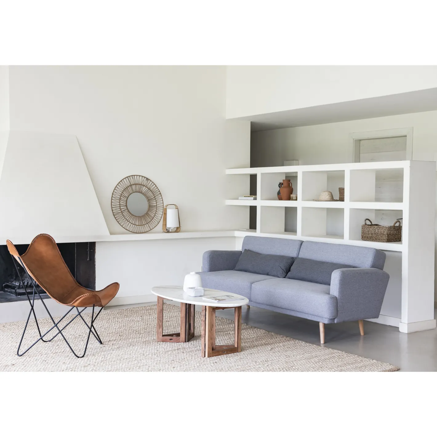 Silla mariposa de cuero marrón July 75x87x86cm^Casa Viva Discount