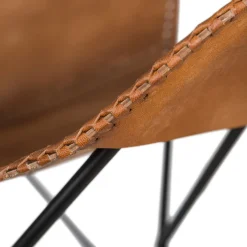 Silla mariposa de cuero marrón July 75x87x86cm^Casa Viva Discount