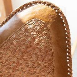 Silla mariposa de cuero y ratán marrón Katy 72x78x92cm^Casa Viva Sale