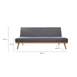 Sofá cama de 3 plazas gris oscuro Dylan 182x80x80cm^Casa Viva Discount