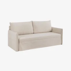 Sofá cama de algodón y lino beige 215x100x97cm^Casa Viva Clearance