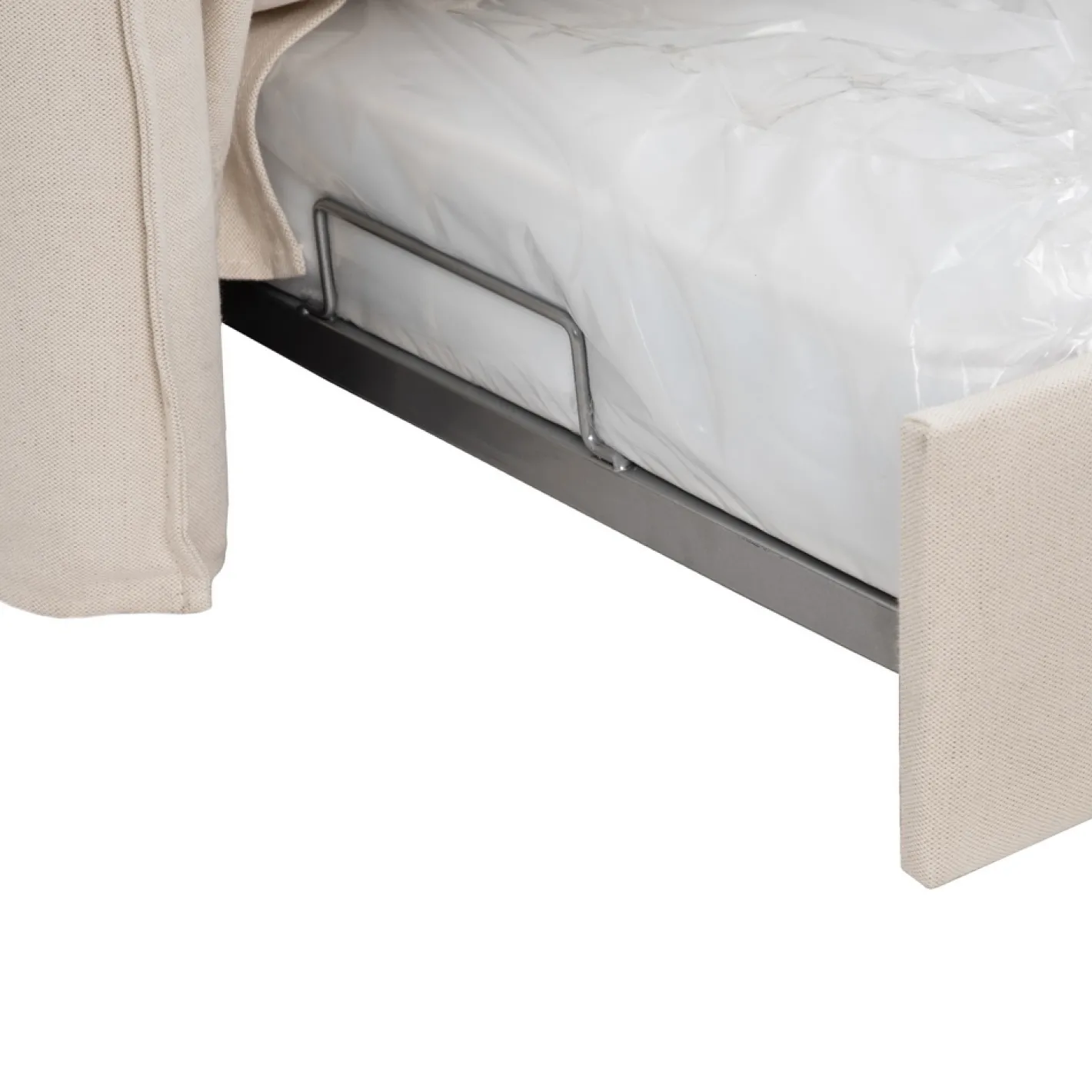 Sofá cama de algodón y lino beige 215x100x97cm^Casa Viva Clearance