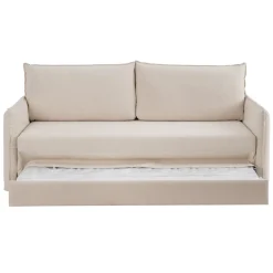 Sofá cama de algodón y lino beige 215x100x97cm^Casa Viva Clearance