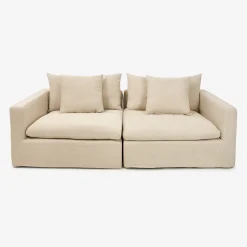 Sofá de 3 plazas de lino beige Aiden 220x110x80 Clau&Chloe^Casa Viva Sale