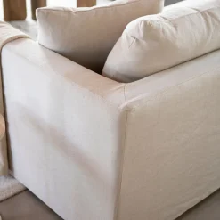 Sofá de 3 plazas de lino beige Aiden 220x110x80 Clau&Chloe^Casa Viva Sale